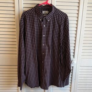 Southern Tide Navy and Purple Plaid Button-Down Shirt